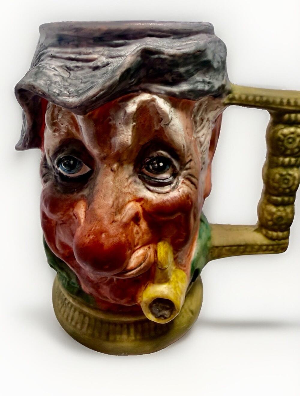 Vintage Hobbyist Face Unique Coffee Tea Mug Cup Figural Novelty 5.75x3” Signed